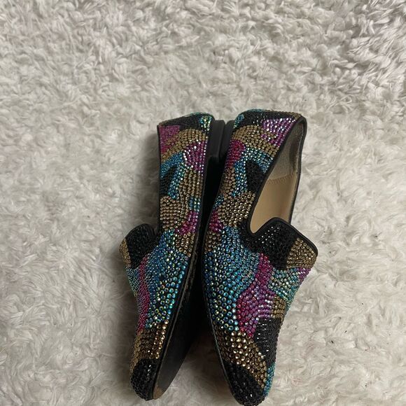 Steve Madden synthetic Multi color Rhinestones loafers leather soles SZ7 - Picture 8 of 11
